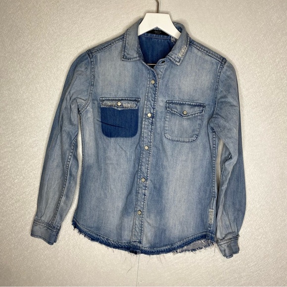 Azul by Moussy Chambray Snap Button Shirt Size Medium - Picture 1 of 10